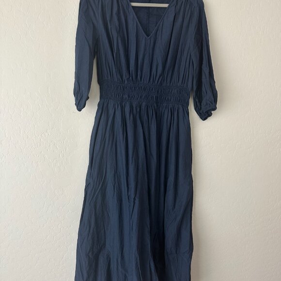 Nordstrom Silk/Cotton Navy Midi Dress - Picture 5 of 5